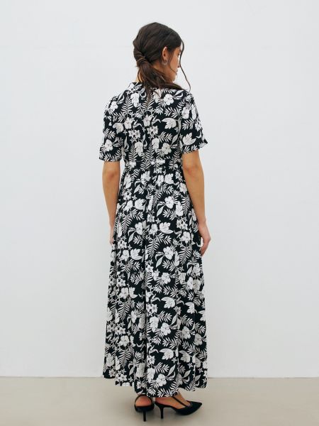 Длинное платье из вискозы Ricamare черное