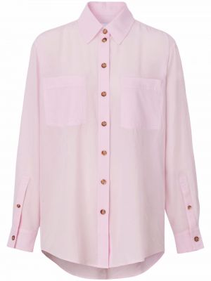 Копринена риза Burberry розово