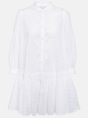 Βαμβακερή φόρεμα με κέντημα Poupette St Barth λευκό