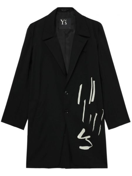 Μάλλινο παλτό με σχέδιο Y's μαύρο