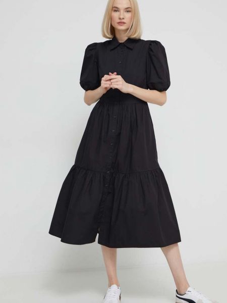 Pamučna midi haljina Desigual crna
