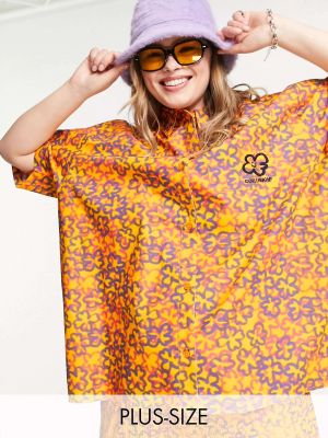 Рубашка COLLUSION Plus из поплина с абстрактным цветочным принтом