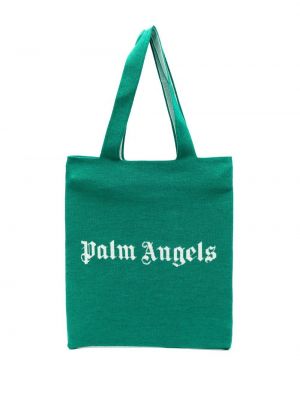 Shopper kabelka s potiskem Palm Angels zelená