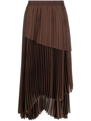 Plisovaná asymetrická sukňa Fabiana Filippi hnedá