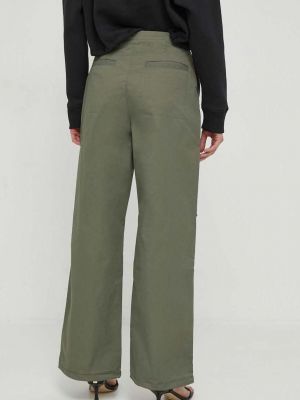 Kalhoty s vysokým pasem Calvin Klein Jeans zelené