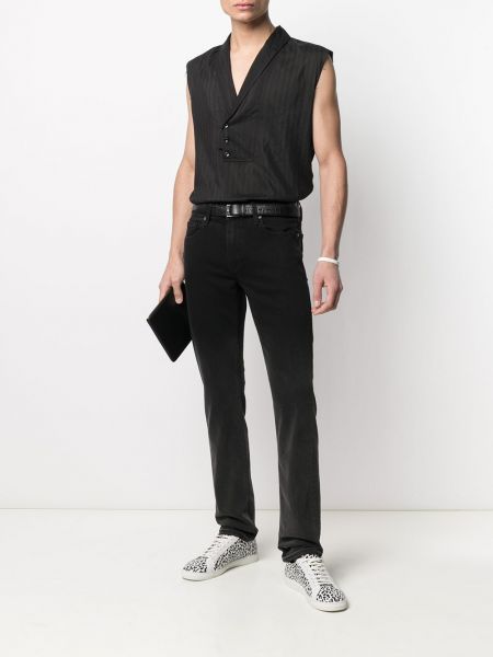 Camisa sin mangas con escote v Saint Laurent negro