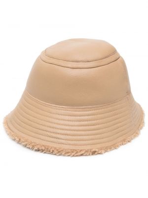 Obojstranná kožená čiapka Yves Salomon béžová