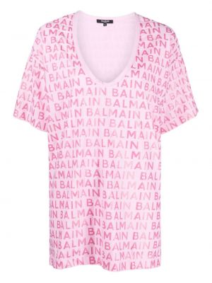 T-shirt à imprimé Balmain rose