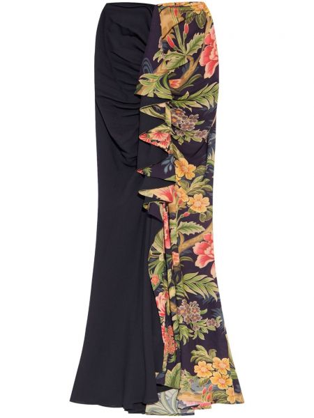 Jupe évasée à fleurs à imprimé drapé Etro noir