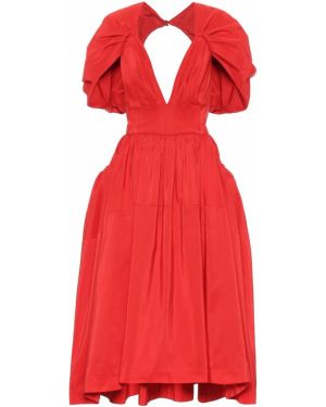 Sukienka midi plisowana Alexander Mcqueen czerwona