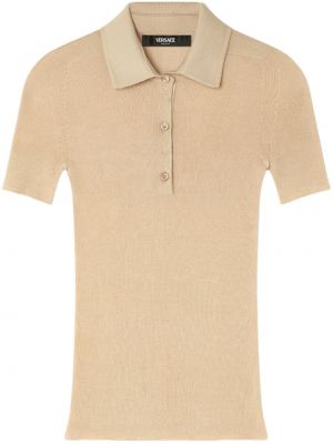 Megztas polo marškinėliai Versace smėlinė