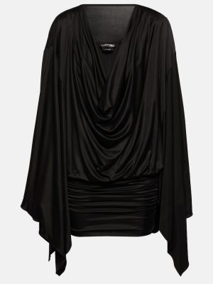 Mini vestido con volantes de tela jersey Tom Ford negro