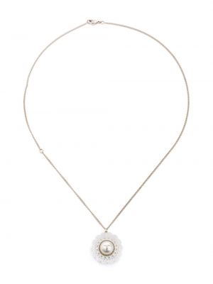 Krajkový přívěsek s perlami Chanel Pre-owned zlatý