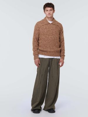 Sweter wełniany Dries Van Noten brązowy