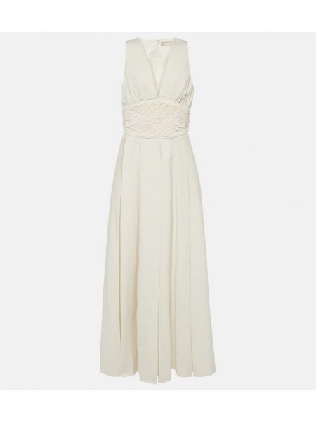 Βαμβακερή μίντι φόρεμα Elie Saab λευκό
