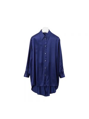 Satynowa koszula oversize Mm6 Maison Margiela niebieska