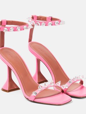 Kožené sandály Amina Muaddi růžové