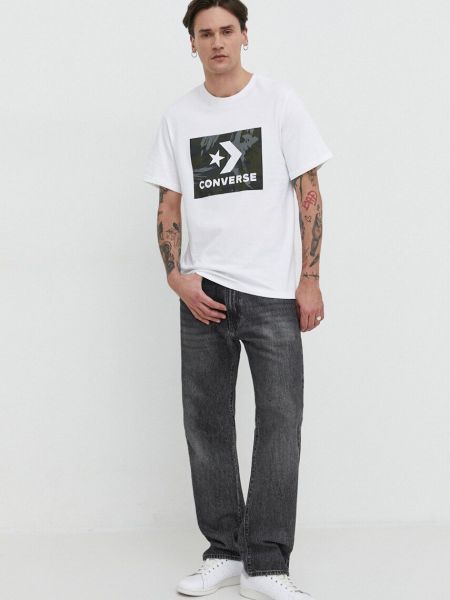 Koszulka bawełniana z nadrukiem Converse biała