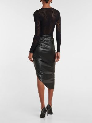 Kožená sukňa z ekologickej kože Veronica Beard čierna