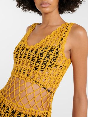 Sukienka midi z frędzli Anna Kosturova żółta