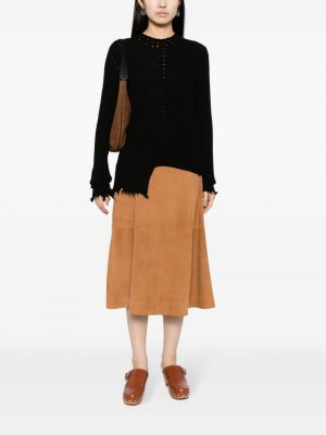 Asymetrický kašmírový svetr s oděrkami Uma Wang černý