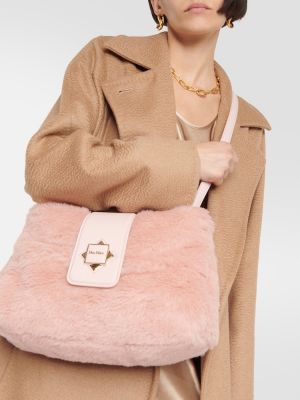 Kožna clutch torbica Max Mara ružičasta