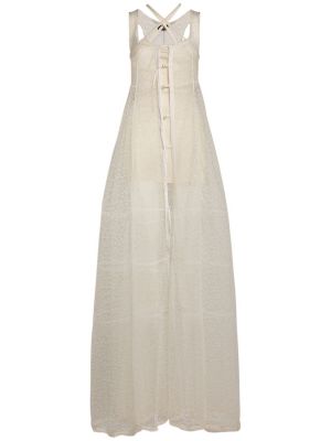 Čipkované dlouhé šaty Jacquemus biela
