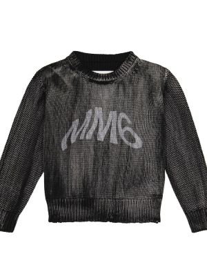 Bomull strikkegenser for jenter Mm6 Maison Margiela Kids svart