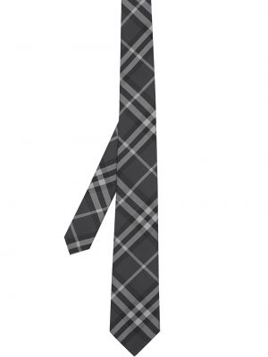Kostkovaná hedvábná kravata Burberry šedá