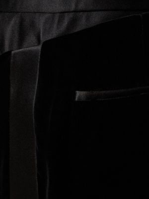 Pantaloni cu talie joasă de catifea din bumbac Tom Ford negru