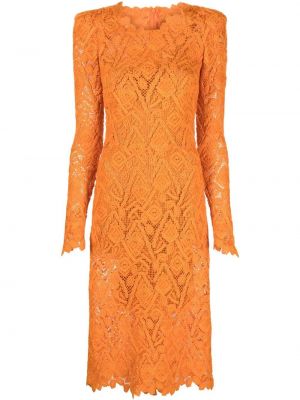 Robe de soirée avec manches longues en dentelle Ermanno Scervino orange