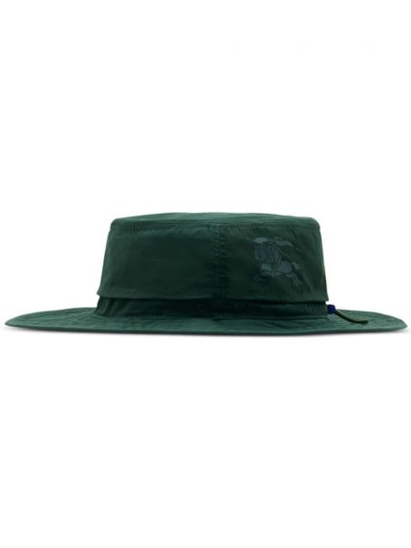 Памучна широкопола шапка за слънце бродирана Burberry зелено