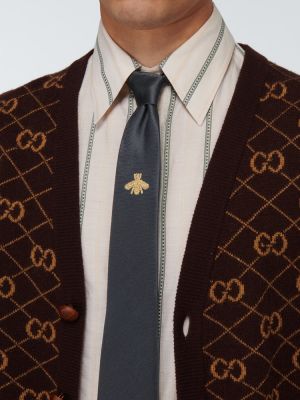Svilena kravata z vezenjem Gucci črna