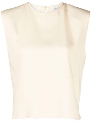 Сатенена блуза с кръгло деколте Forte_forte бяло