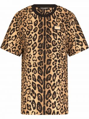Tričko s potlačou s leopardím vzorom Dolce & Gabbana