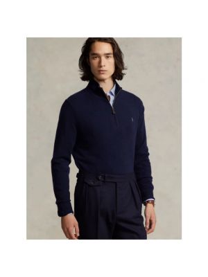 Sudadera con cremallera de lana de lana merino de tela jersey Polo Ralph Lauren azul