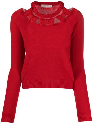 Μάλλινος πουλόβερ με φιόγκο Valentino Garavani κόκκινο