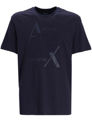 Βαμβακερή μπλούζα με σχέδιο Armani Exchange μπλε