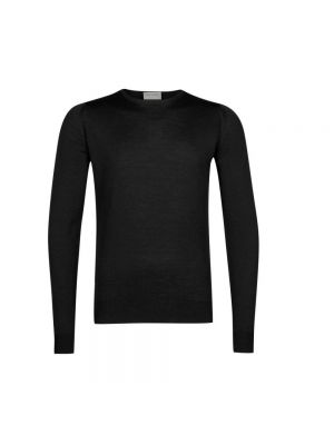 Czarny sweter z okrągłym dekoltem John Smedley