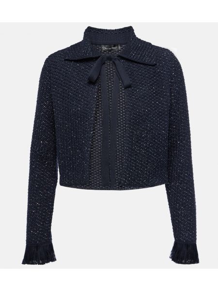 Chaqueta de algodón de tweed Oscar De La Renta azul