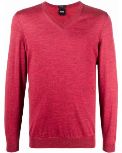 Jersey de punto con escote v de tela jersey Boss rojo