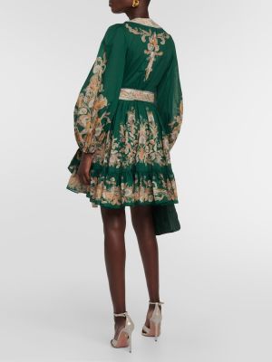 Kvetinové bavlnené šaty Zimmermann zelená