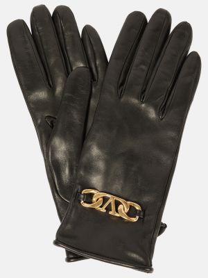 Кожаные перчатки Valentino Garavani черные