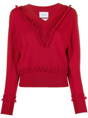 Кашмирен пуловер на цветя с v-образно деколте Barrie червено