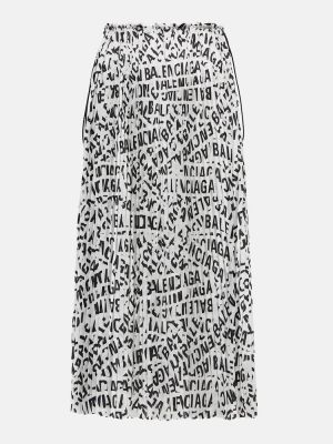 Saténové plisovaná sukně s potiskem Balenciaga