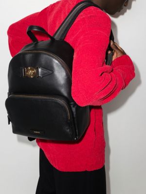 Leder rucksack Versace schwarz