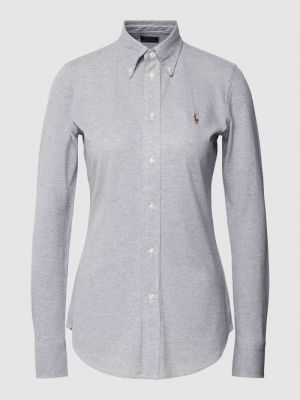 Szara bluzka bawełniana na guziki puchowa Polo Ralph Lauren