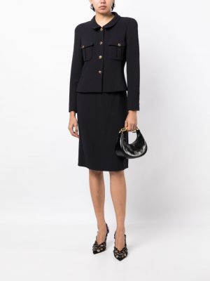 Costume en laine Chanel Pre-owned noir
