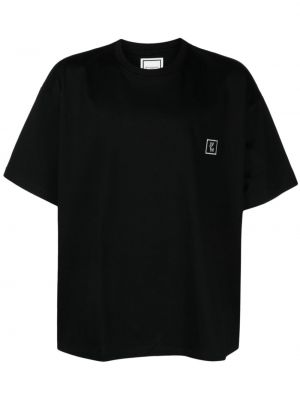 Bombažna majica s potiskom Wooyoungmi črna