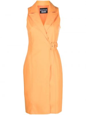 Bavlněné šaty s páskem bez rukávů Boutique Moschino - oranžová